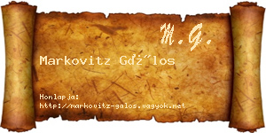 Markovitz Gálos névjegykártya